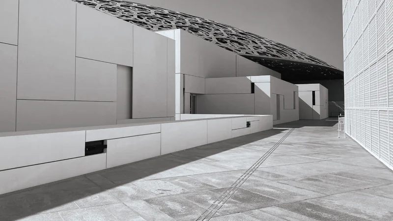 White museum canopy