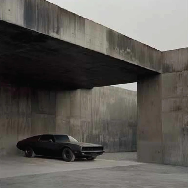 Car under a concrete canopy