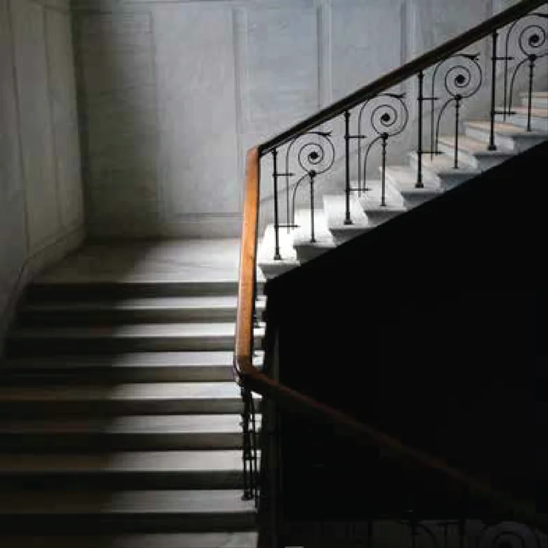Staircase with an iron rail