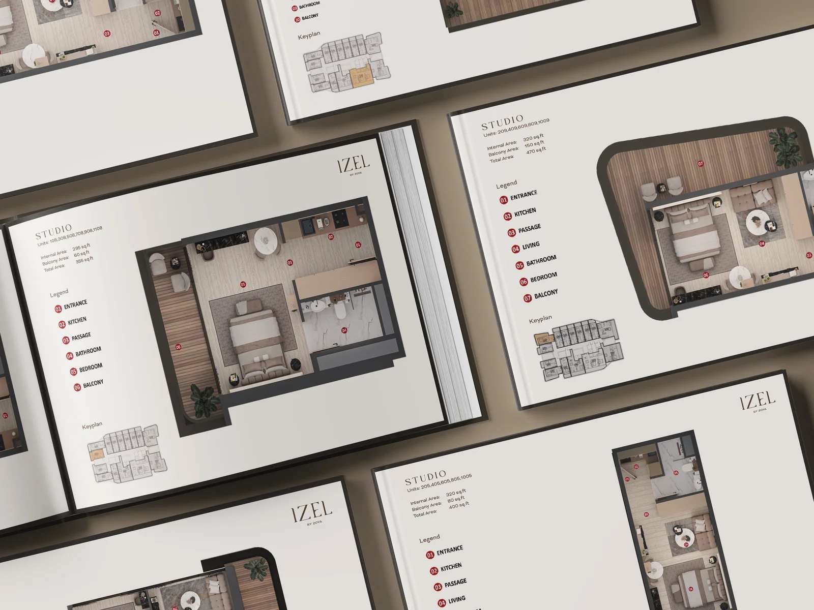 Izel by Zoya floor-plan brochure spreads