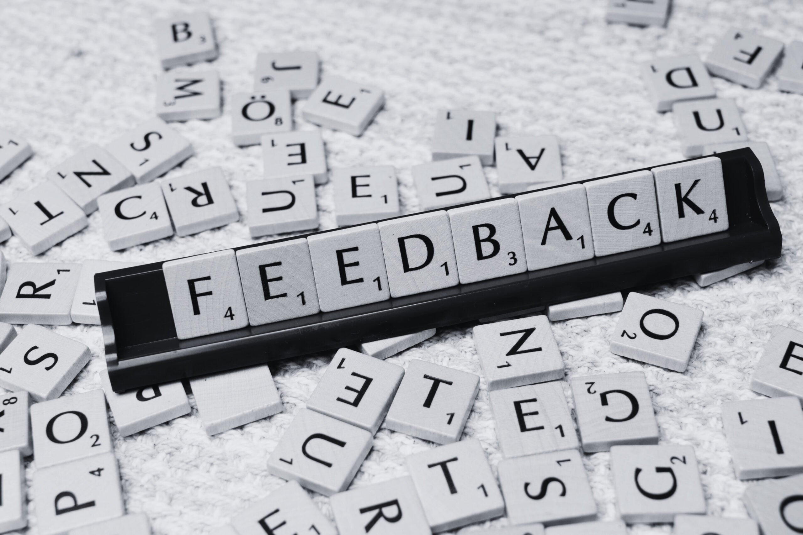 Feedback concept shown using letter tiles