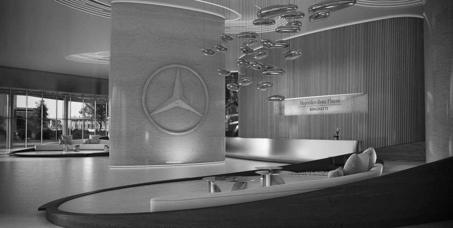 Mercedes-Benz Places Binghatti lobby, branded Dubai real estate development