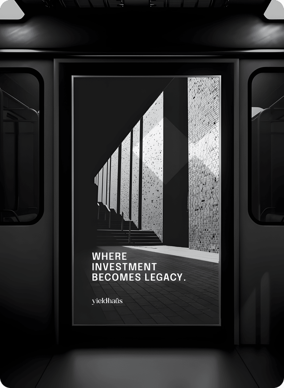 Yieldhaus subway ad, OOH transit advertising for property investment