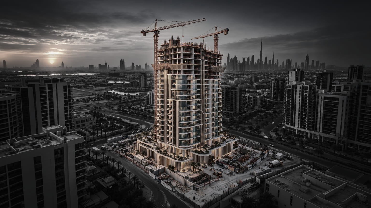 monthly construction progress update post for an off-plan tower in Dubai