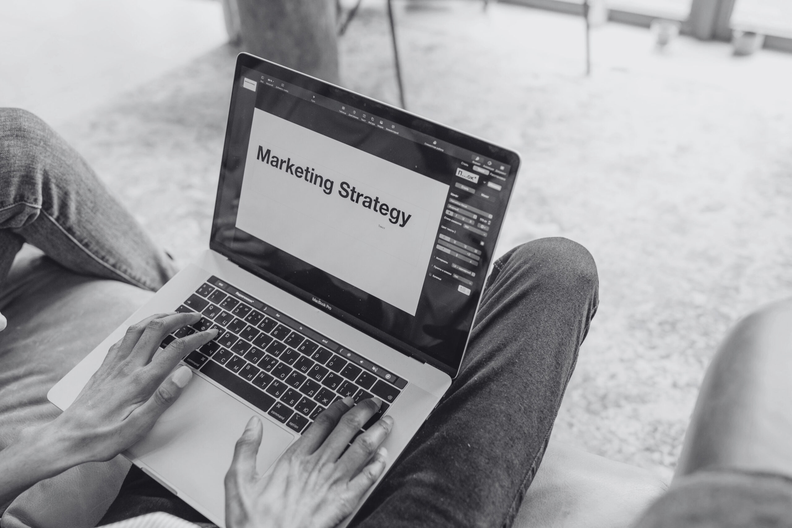 Laptop workspace showing digital marketing planning