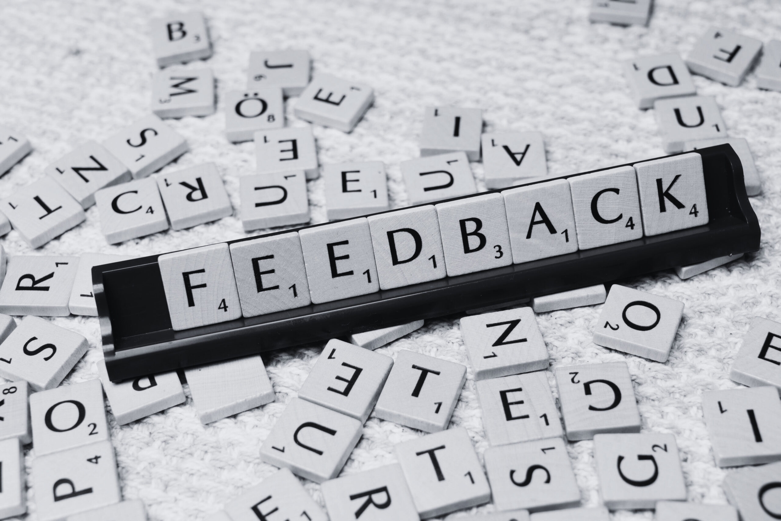Feedback concept shown using letter tiles