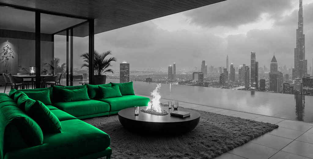 Luxury real estate marketing view from modern home