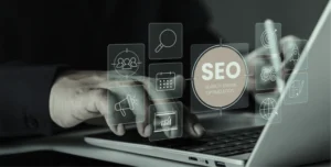 Laptop with SEO icons