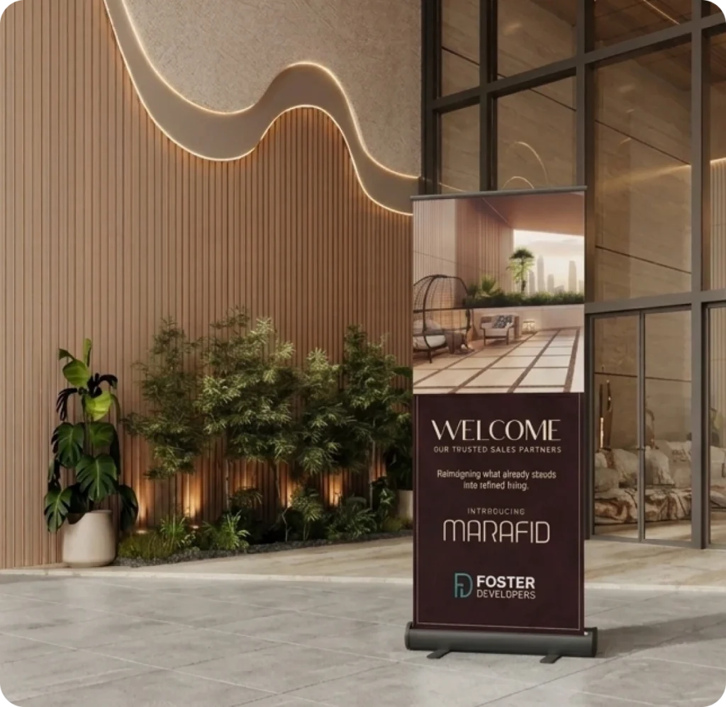 Event marketing banner in lobby