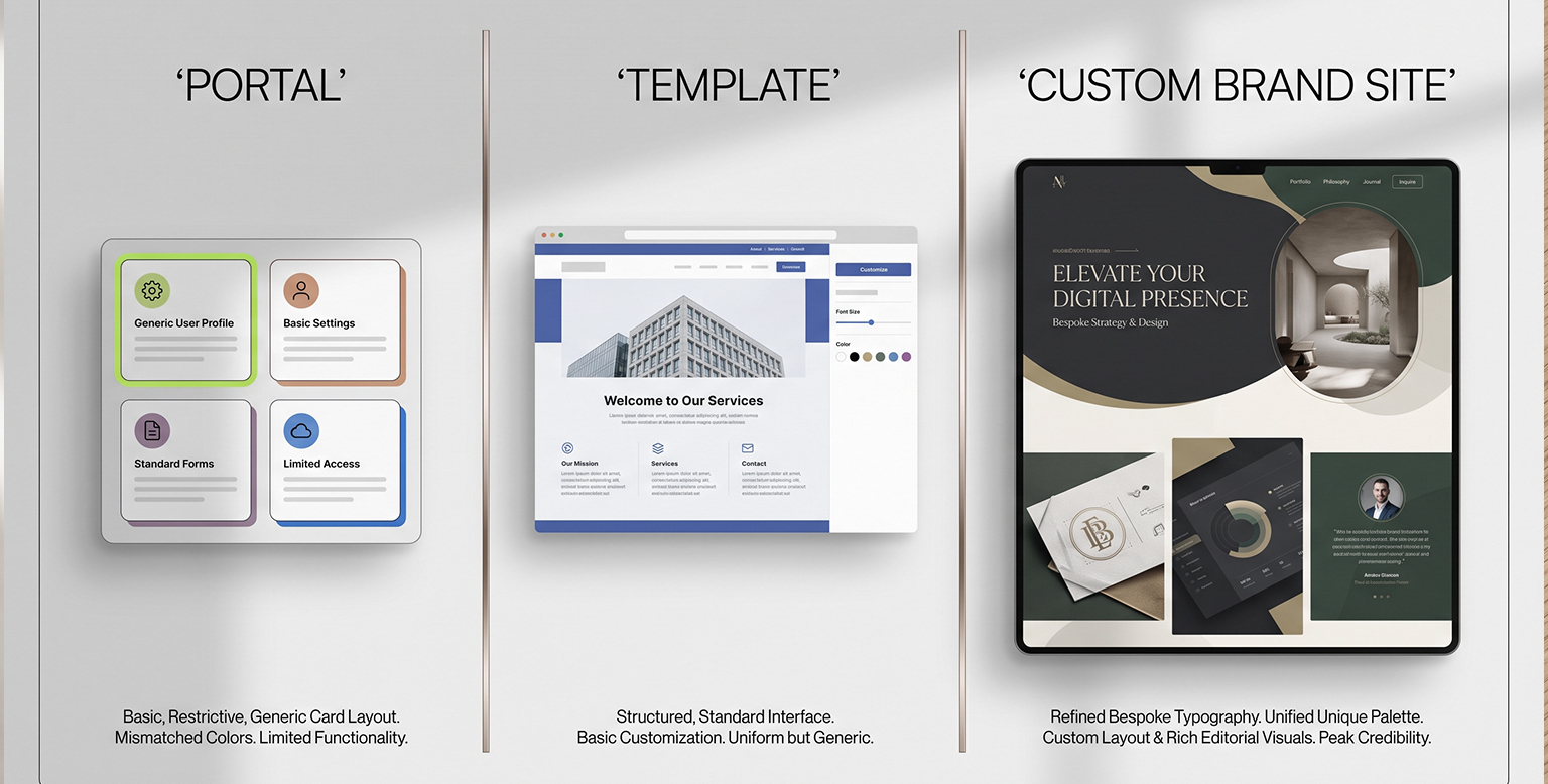 benefits of custom real estate website design compared with portals and templates