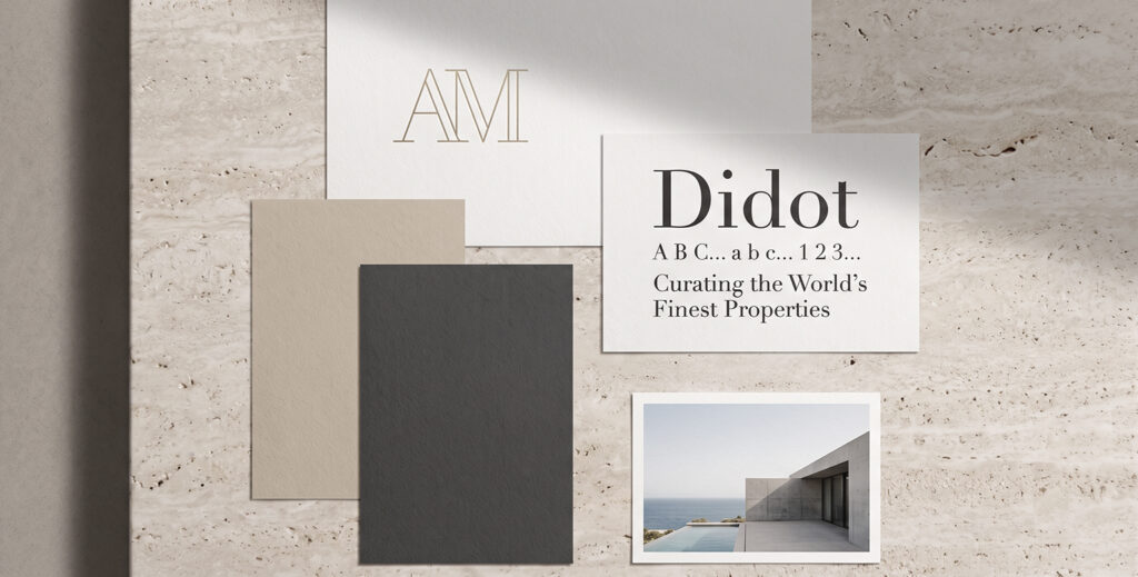 luxury property brand identity board for a Dubai real estate agent