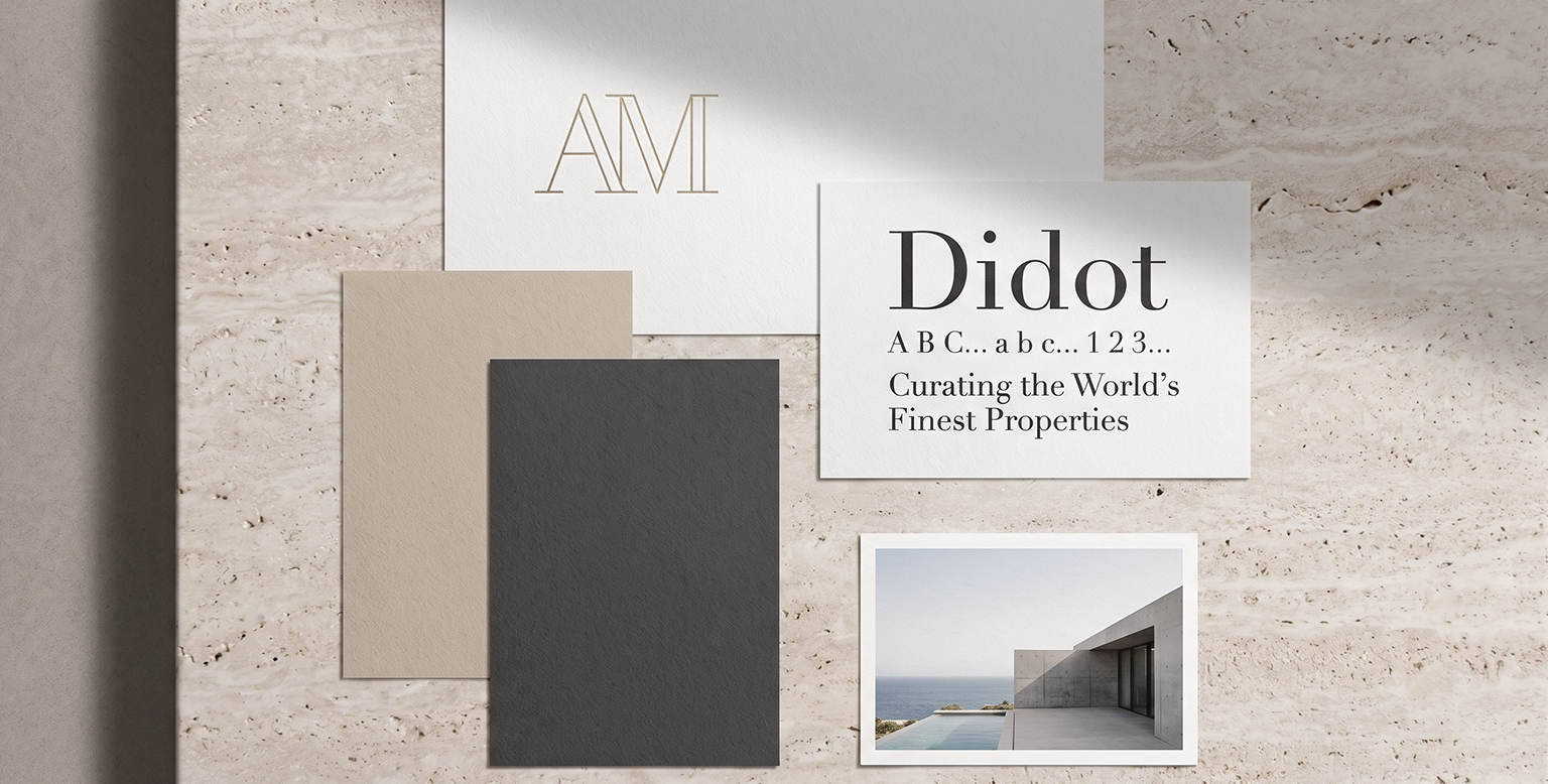 luxury property brand identity board for a Dubai real estate agent